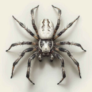 Spider in black and grey tones; tattoo project idea; not ideal for cover-up.