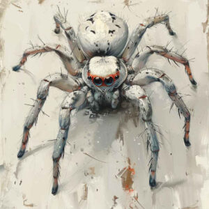 Tarantula spider in black and grey on light background; tattoo design idea; not ideal for cover-up.