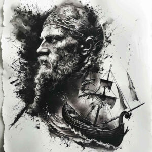 viking-ships tattoo design ideas layered fill raid symbol represents perseverance