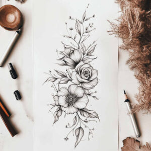 path-road tattoo design ideas refined lines forest path for calf