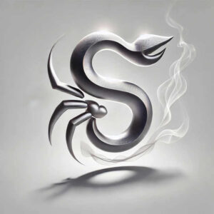 Snake, smoke, and shadow in black and grey; AI-generated tattoo project; cover-up ready.