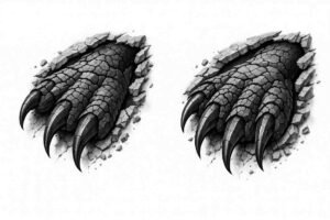 Two black wings in grayscale, tattoo design idea; AI-generated project suitable for cover-up.