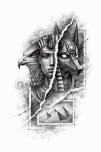 Two Viking warriors with horned helmets in black and grey, pencil-style illustration; a project idea.